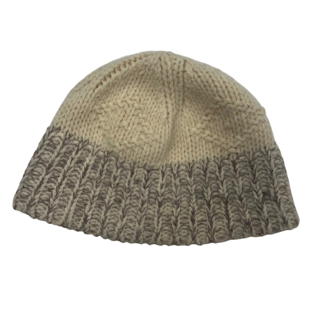 American Eagle Lambswool Angora Blend Beanie Hat Cream‎ Grey Fuzzy Knit RN 54485